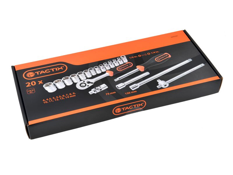 Bilde av Verktøysett f/vogn 20 deler 1/4" pipeverktøy